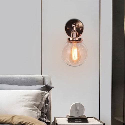 Modern Minimalist Iron Glass Orb 1-Light Wall Sconce Lamp