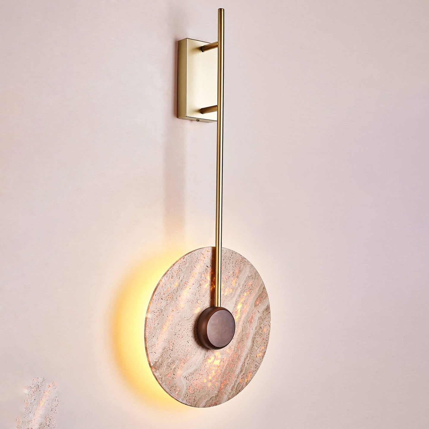 Scandinavian Iron Yellow Travertine LED Wall Sconce Lamp