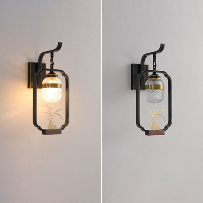 Light Plant Copper Crystal Glass 1-Light Wall Sconce Lamp