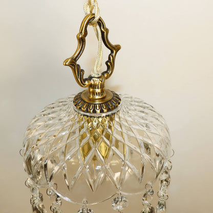European Light Brass Crystal Glass 1-Light Wall Sconce Lamp