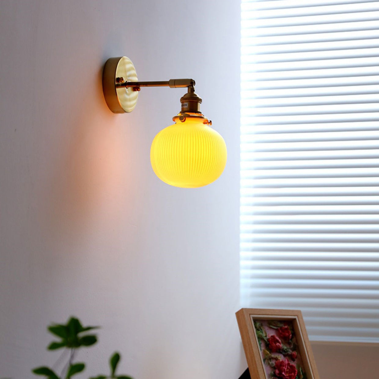 Japanese Semicircular Strip Ball 1-Light Wall Sconce Lamp