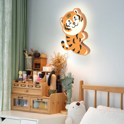 Cartoon Tiger Acrylic Design Iron LED Wall Sconce Lamp