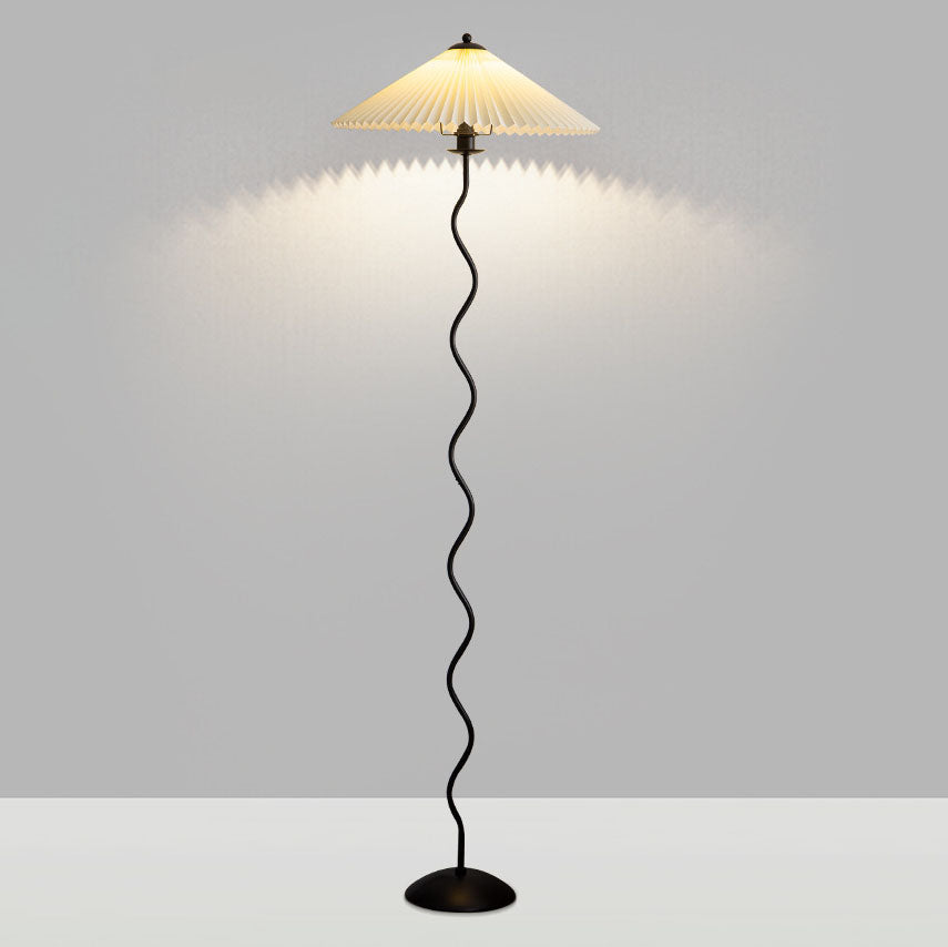 Vintage Fabric Pleated Shade 1-Light Standing Floor Lamp
