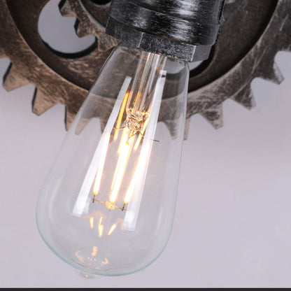Gear-shaped Wrought Iron 1/2-Light Wall Sconce Lamp