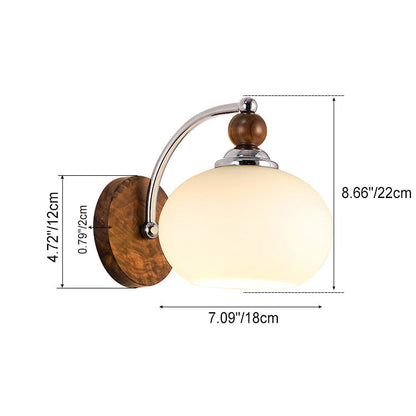 Lantern Shaped Wood Iron Glass 1-Light Wall Sconce Lamp