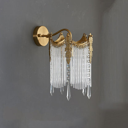 European Iron Glass Polygon Crown 1-Light Wall Sconce Lamp