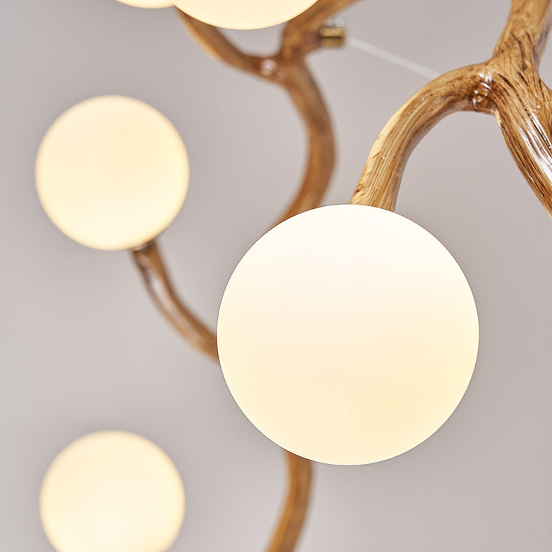 Round Tree Branch Hardware Glass 6/8/10/12 Light Chandelier