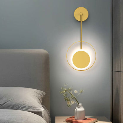 Iron Circle Straight Arm LED Light Wall Sconce Lamp