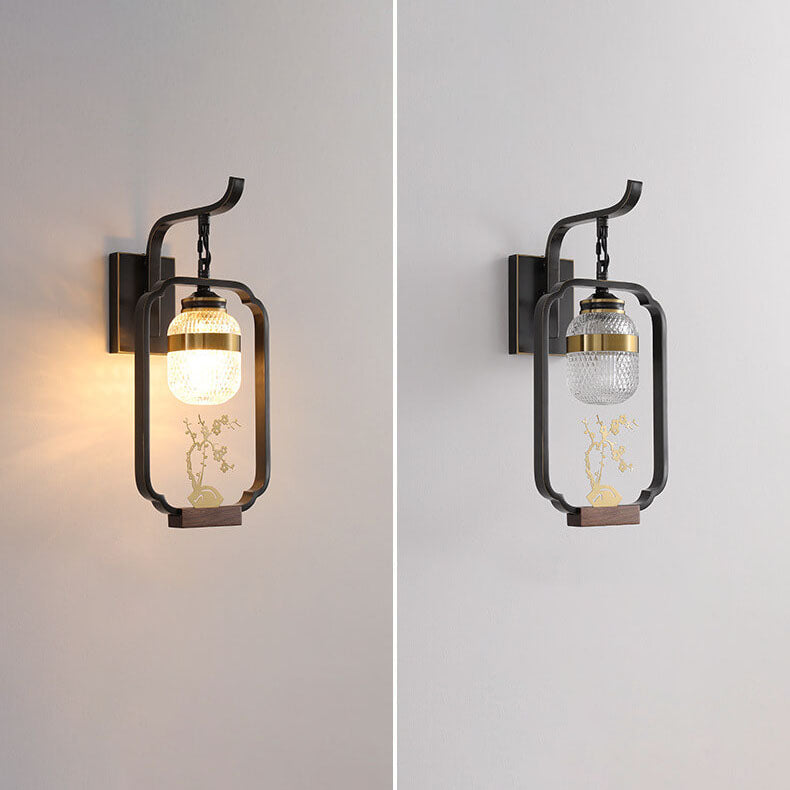 Light Plant Copper Crystal Glass 1-Light Wall Sconce Lamp