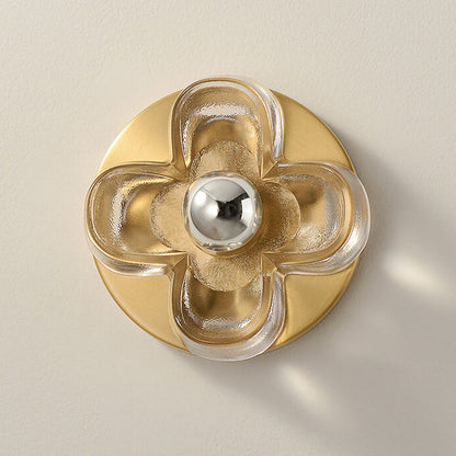 Round Square Clover Copper Glass 1-Light Wall Sconce Lamp