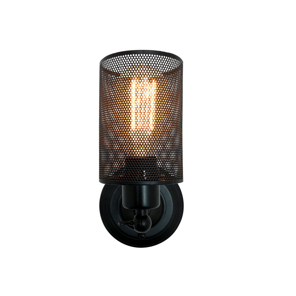 Farmhouse Iron Mesh Cylinder 1-Light Wall Sconce Lamp
