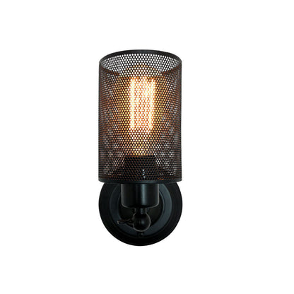 Farmhouse Iron Mesh Cylinder 1-Light Wall Sconce Lamp
