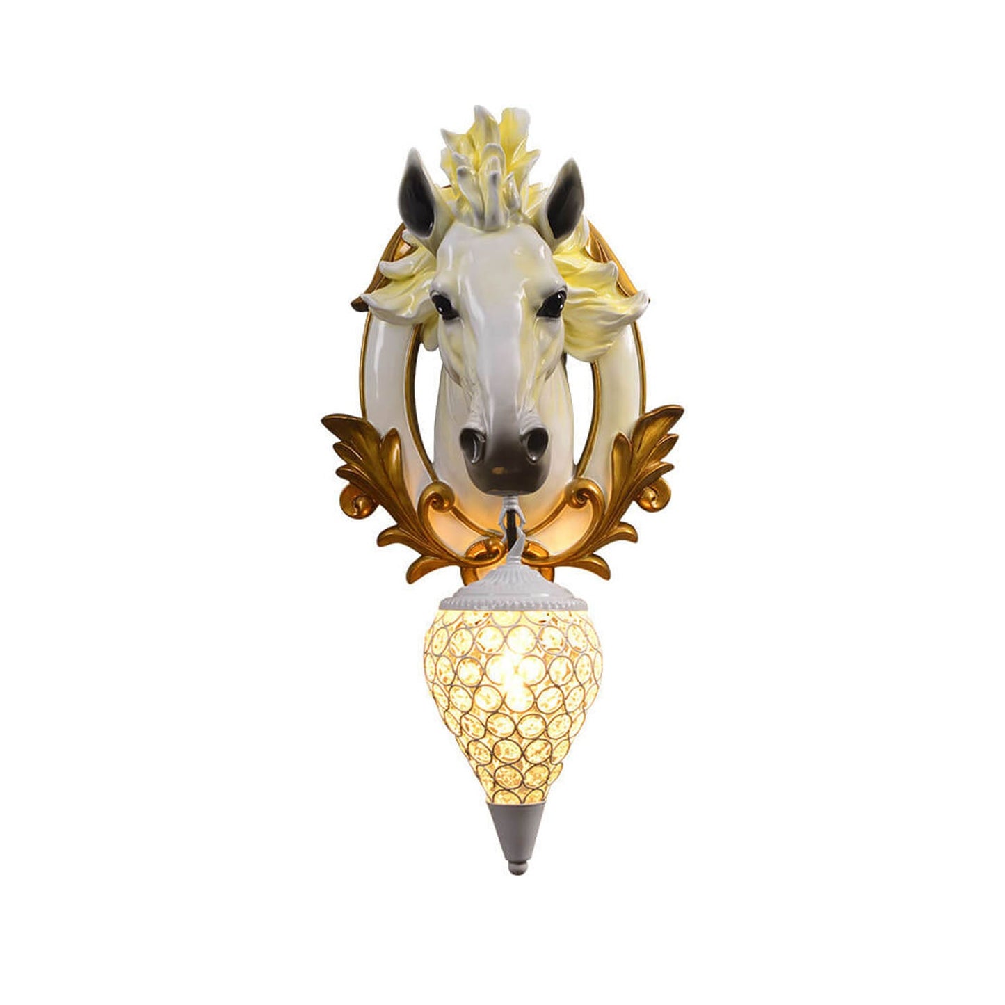 European Resin Horse Head Lantern 1-Light Wall Sconce Lamp