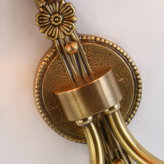 Scandinavian Full Brass Fabric 2-Light Wall Sconce Lamp
