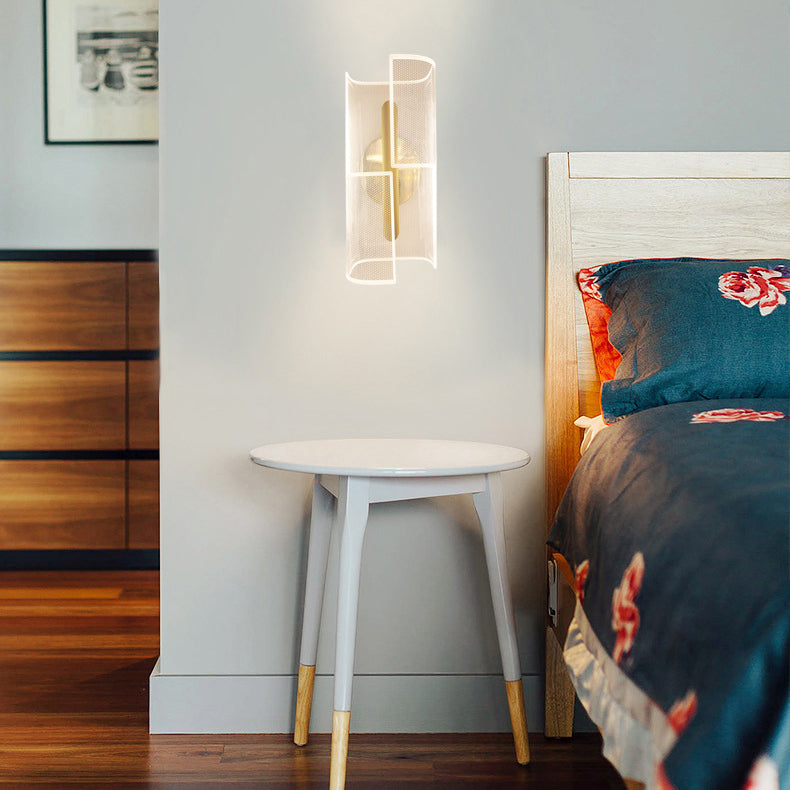 Iron Column Cut Lozenge Line LED Wall Sconce Lamp