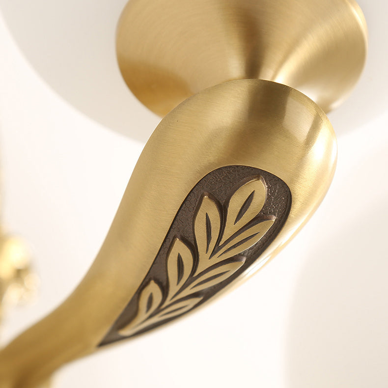Brass Glass Cup Carving Base 1/2 Light Wall Sconce Lamp