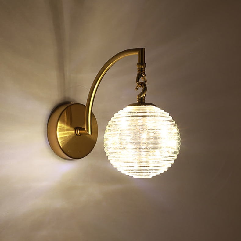 Round Ball Antler Iron Glass LED Wall Sconce Lamp