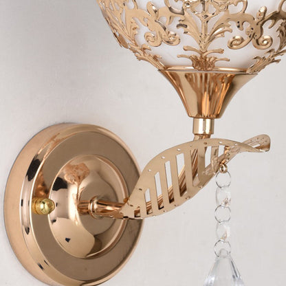 Minimalist Round Flower Iron Glass 1-Light Wall Sconce Lamp