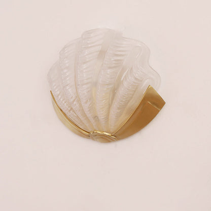 Modern Art Deco Shell Brass Glass 1-Light Wall Sconce Lamp