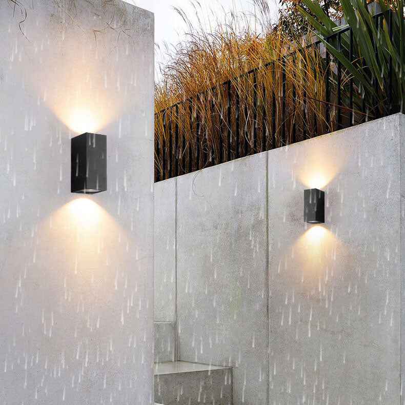 Outdoor Aluminum Glass Cylinder 2-Light Wall Sconce Lamp