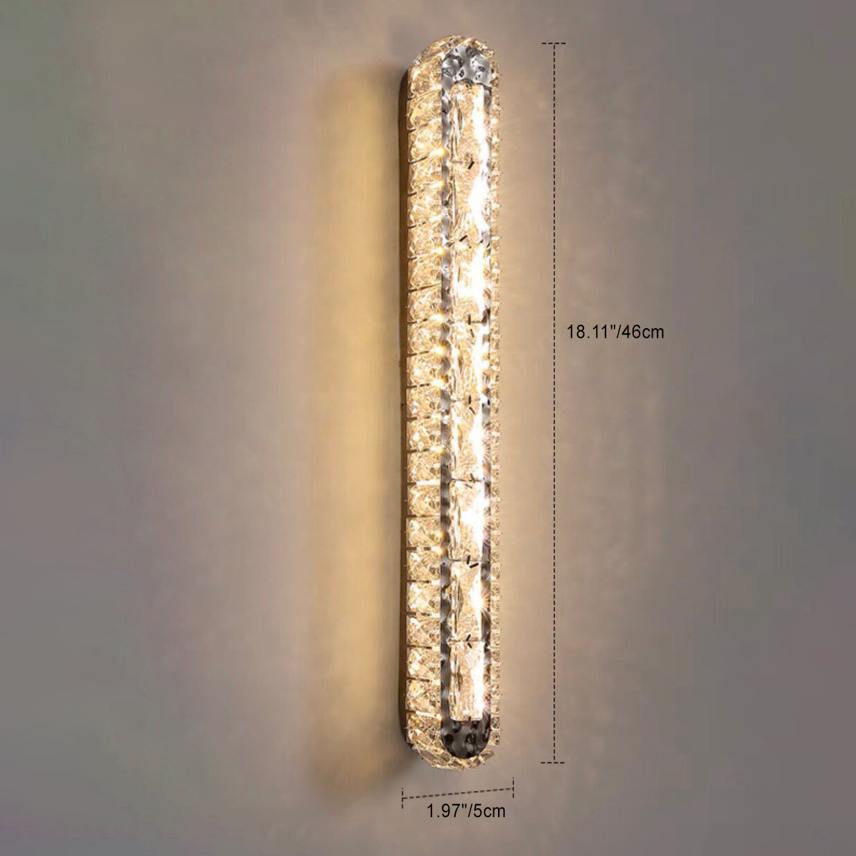 Stainless Crystal Elliptical Strip LED Wall Sconce Lamp