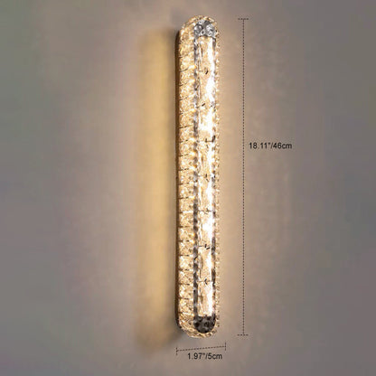 Stainless Crystal Elliptical Strip LED Wall Sconce Lamp
