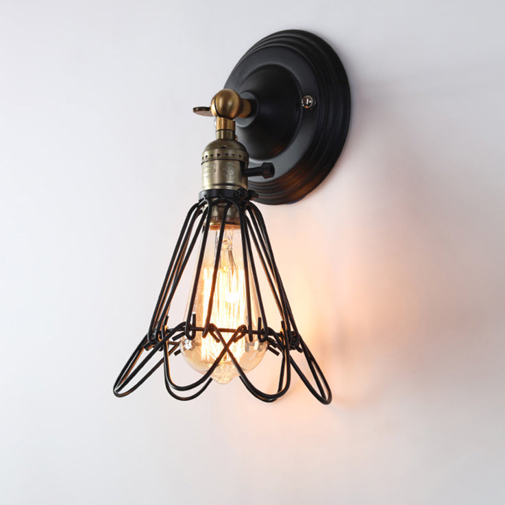 Retro Iron Bracket Shade 1-Light Wall Sconce Lamp
