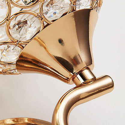 European Crystal Ball Curved Arm 1-Light Wall Sconce Lamp