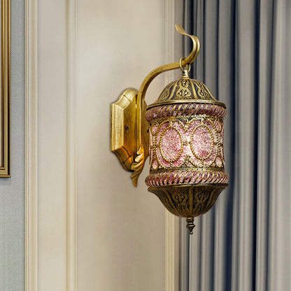 Southeast Style Hollow Iron Pink 1-Light Wall Sconce Lamp