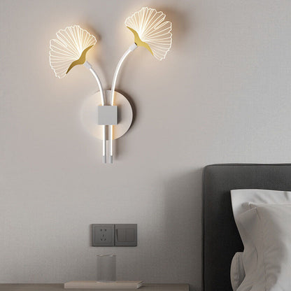 Iron Ginkgo Leaf Acrylic Lampshade LED Wall Sconce Lamp