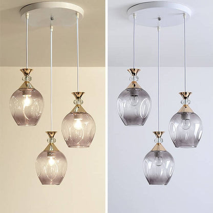 Contemporary Nordic Gradient Glass Hardware Orb 1/3 Light Island Light Chandelier for Living Room