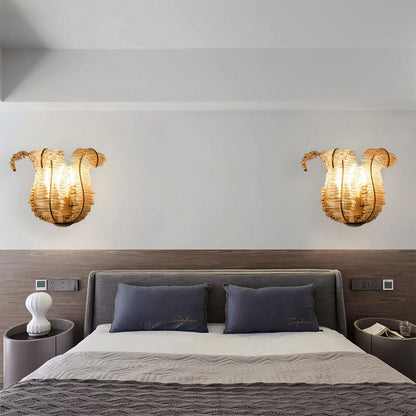 Creative Leaf Iron Glass 1/2 Light Wall Sconce Lamp