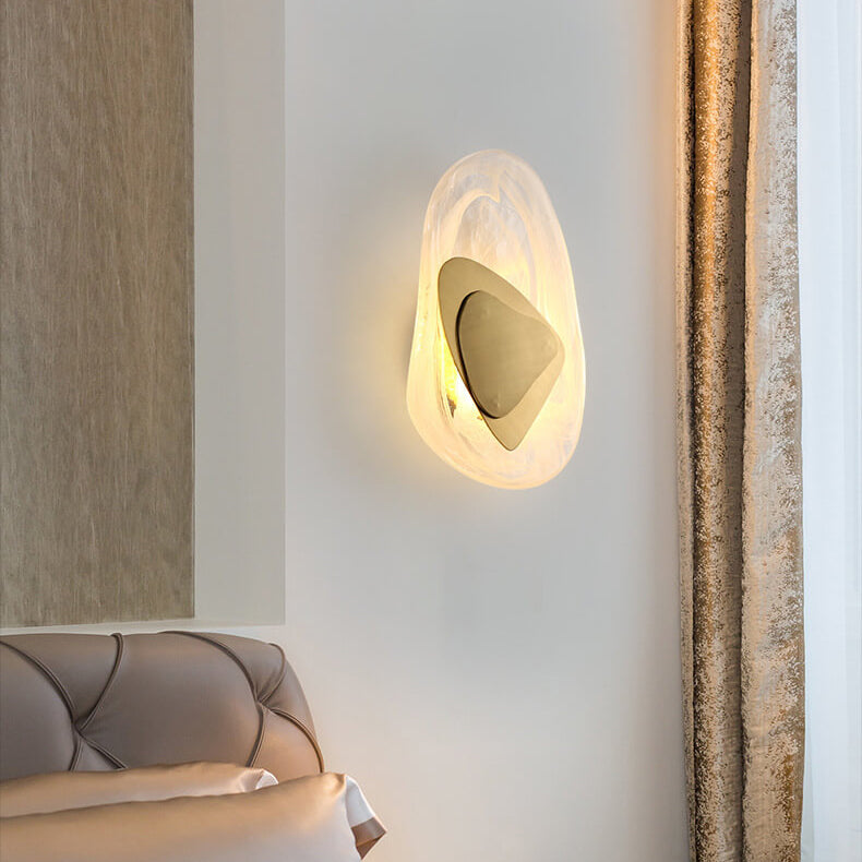 Art Deco Irregular Oval Glass Iron LED Wall Sconce Lamp