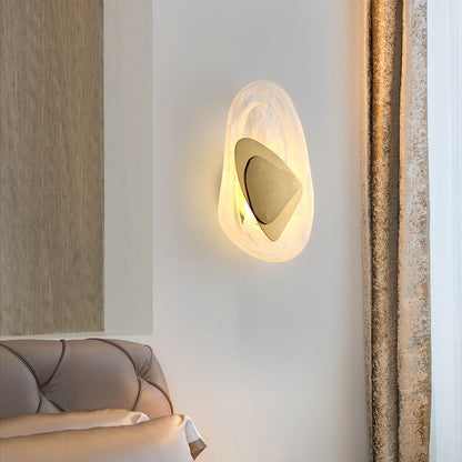 Art Deco Irregular Oval Glass Iron LED Wall Sconce Lamp