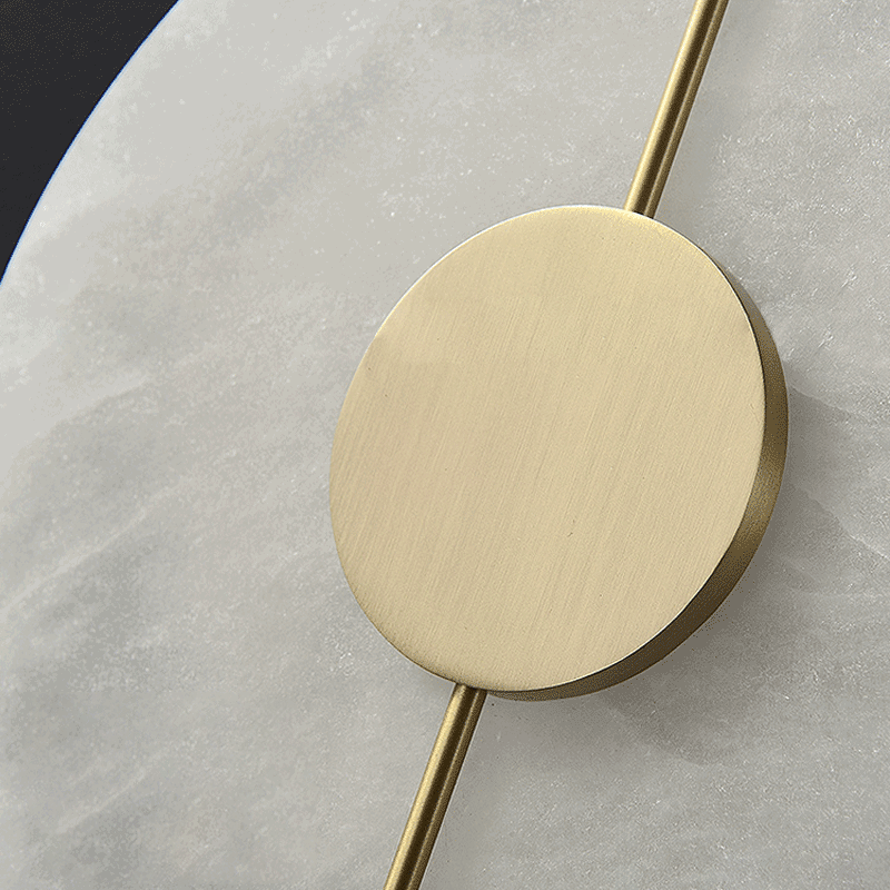 Chinese Copper Marble Round Elliptical LED Wall Sconce Lamp