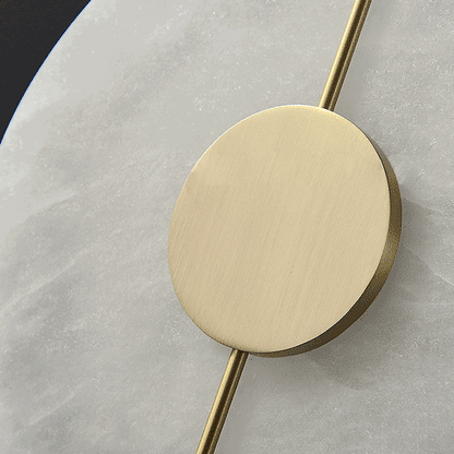 Chinese Copper Marble Round Elliptical LED Wall Sconce Lamp
