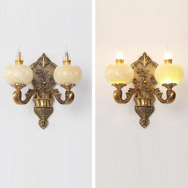 Candlestick Alloy Jade Crystal 2-Light Wall Sconce Lamp