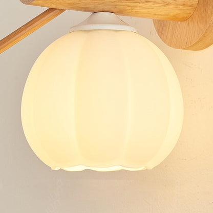 Minimalist Pumpkin Bird Wood PE 1-Light Wall Sconce Lamp