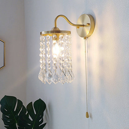 Round Shell Crystal Iron Frame 1-Light Wall Sconce Lamp