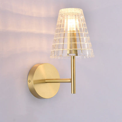 Luxury Round Textured Glass Copper 1-Light Wall Sconce Lamp