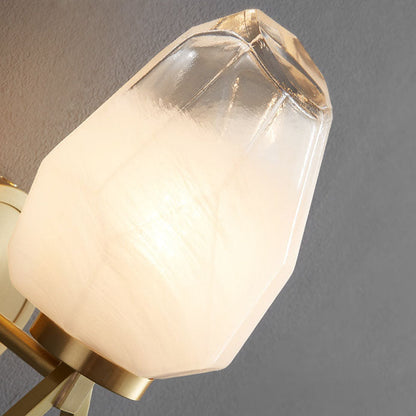 Brass Geometrical Glass Shade 1-Light Wall Sconce Lamp