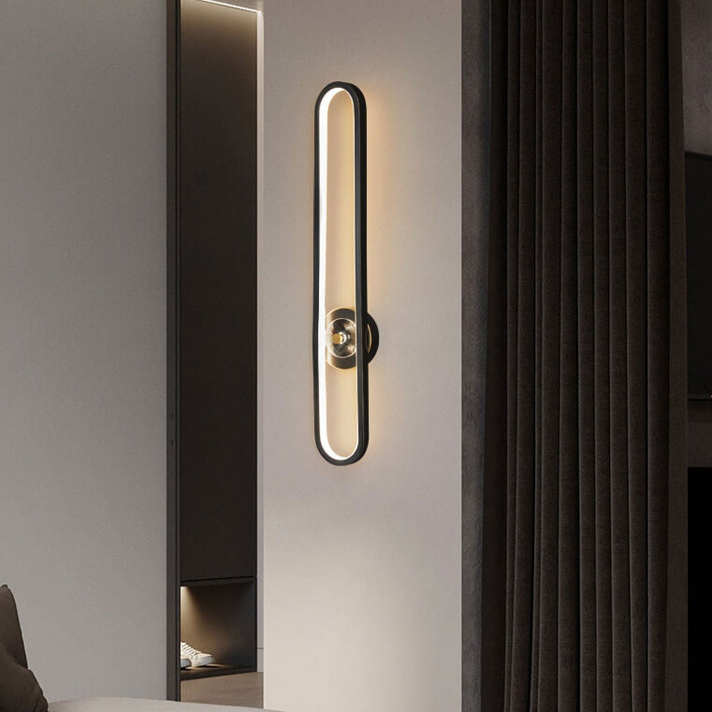 Light Luxury Full Brass Long Ring LED Wall Sconce Lamp