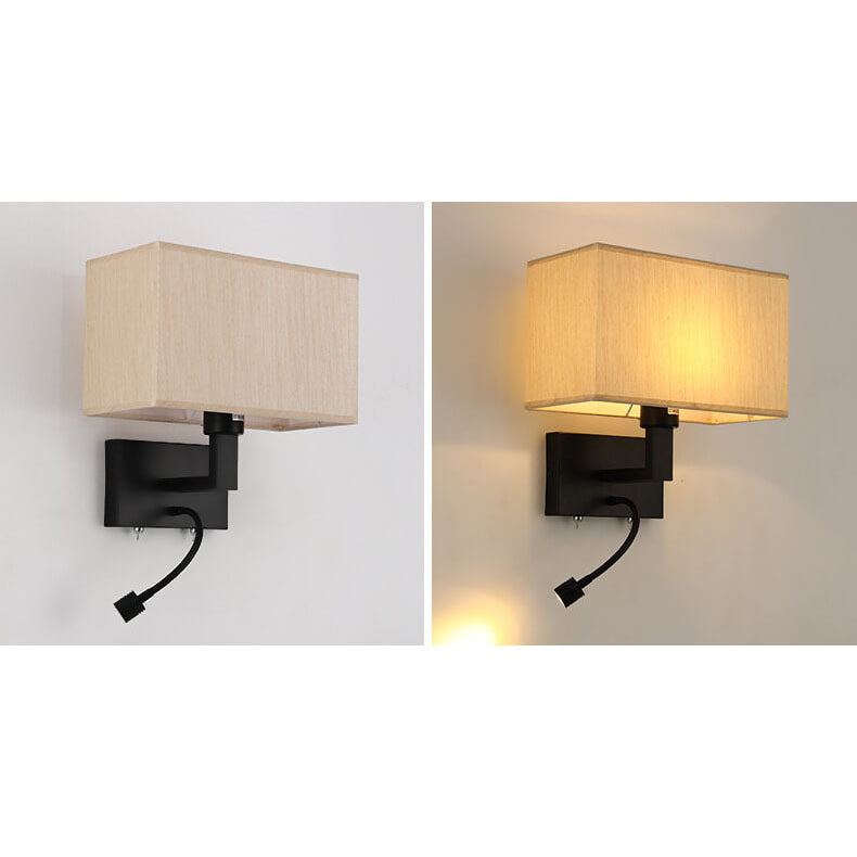 Solid Rectangular Iron Fabric 2-Light Wall Sconce Lamp