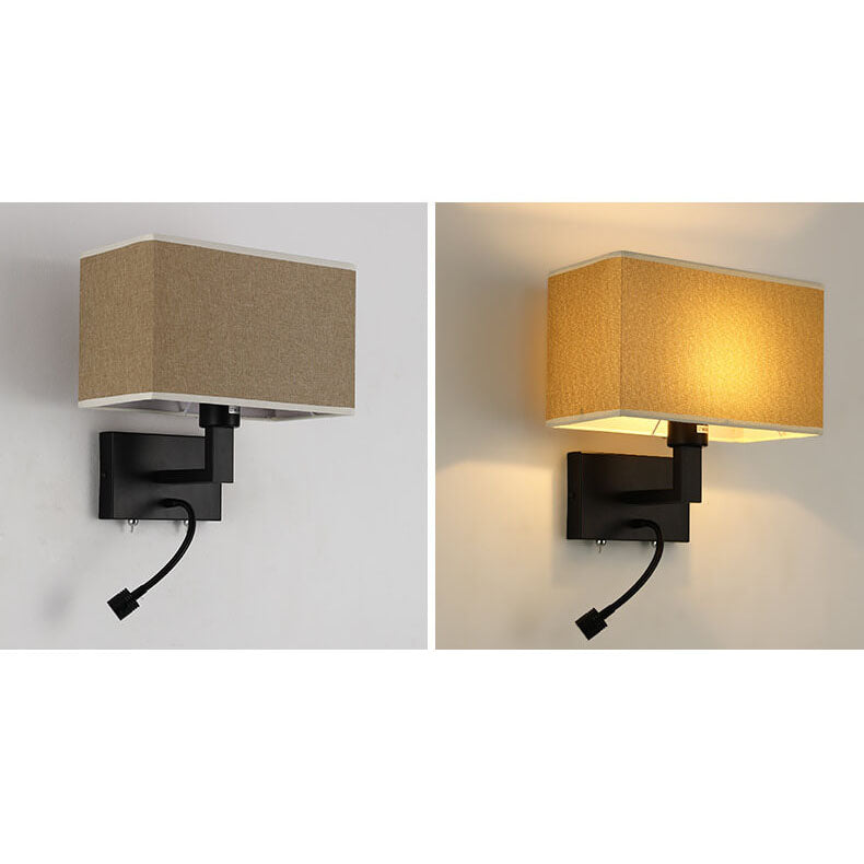 Solid Rectangular Iron Fabric 2-Light Wall Sconce Lamp