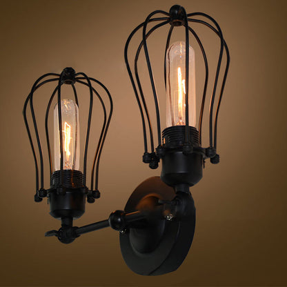 Industrial Iron Frame 1/2-Light Wall Sconce Lamp
