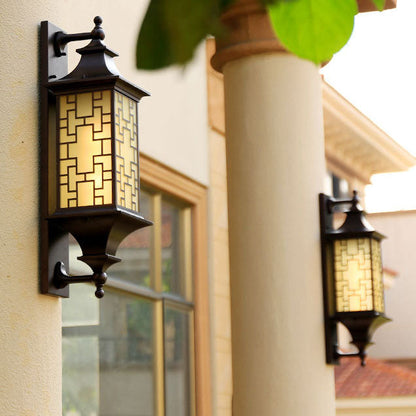 Chinese Cage Waterproof 1-Light Outdoor Wall Sconce Lamp