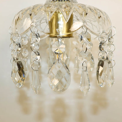 European Light Brass Crystal Glass 1-Light Wall Sconce Lamp