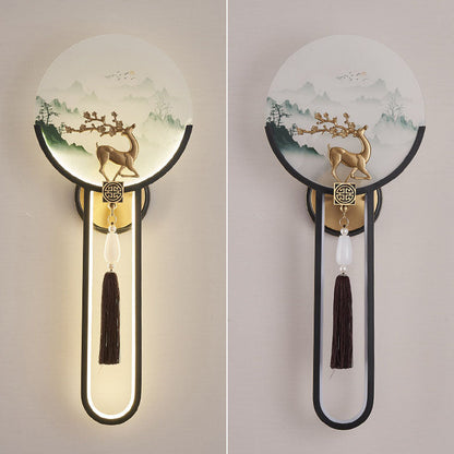 Traditional Chinese All-Copper Glass LED Wall Sconce Lamp