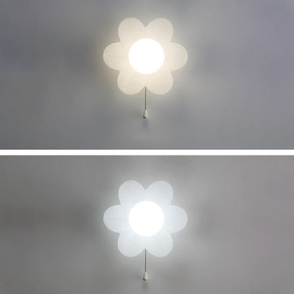 Modern Minimalist Cream Flower Resin LED Wall Sconce Lamp