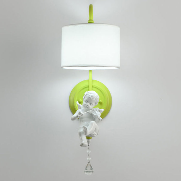 French Iron Crystal Resin Fabric 1-Light Wall Sconce Lamp